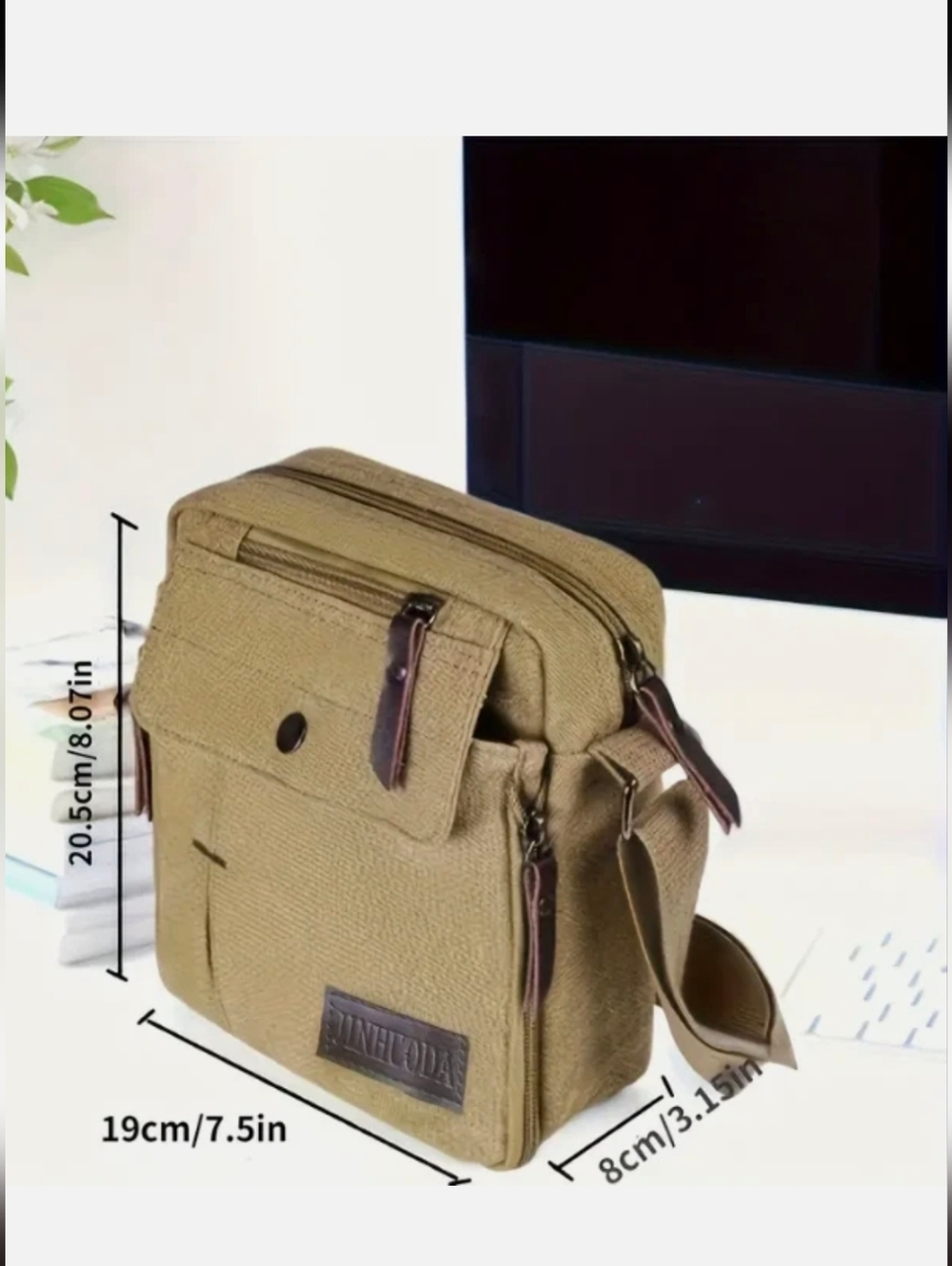 Small Messenger Canvas Crossbody and Shoulder Bag - Spacious - Durable - Picture 8 of 11